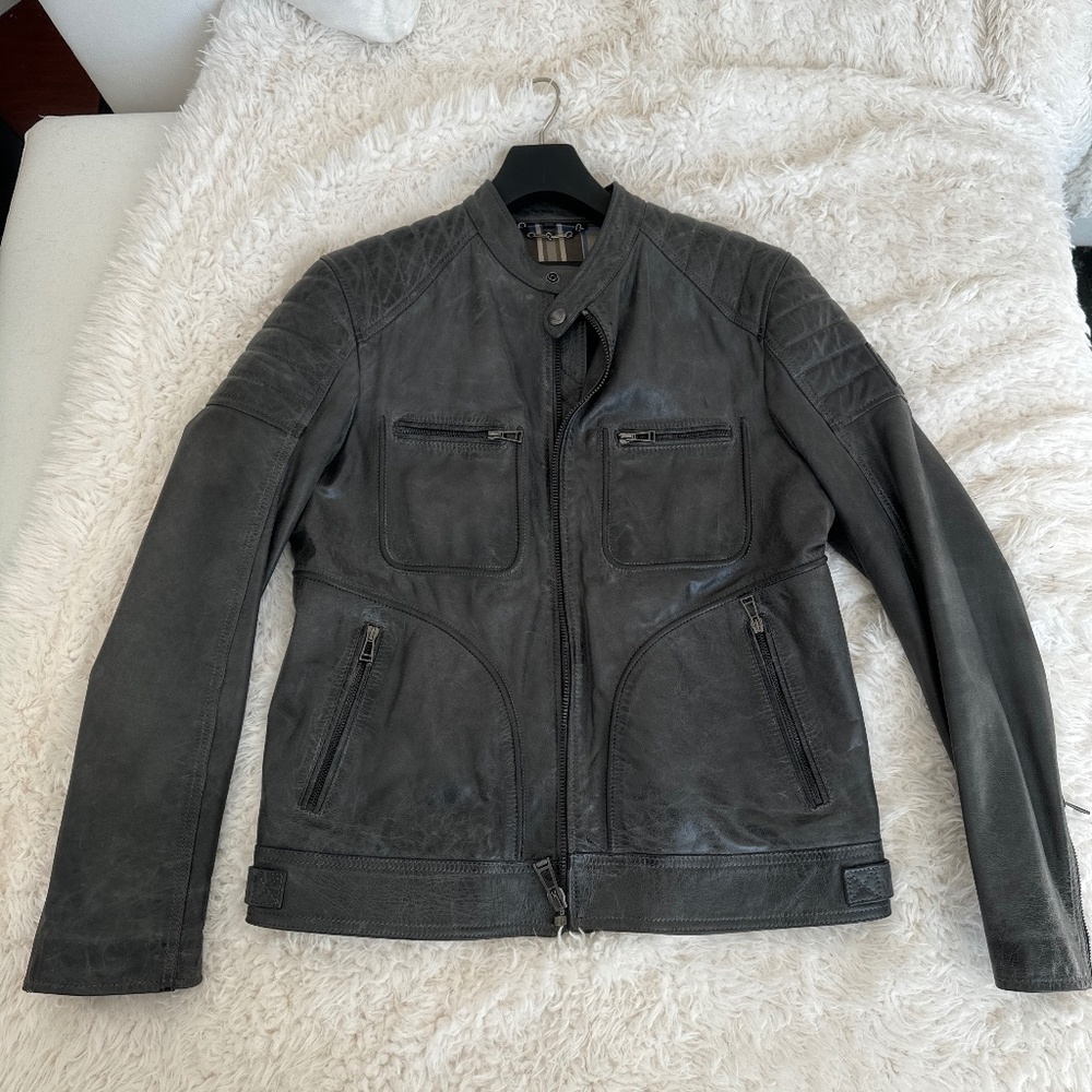 BELLSTAFF 100% leather jacket with plaid lining